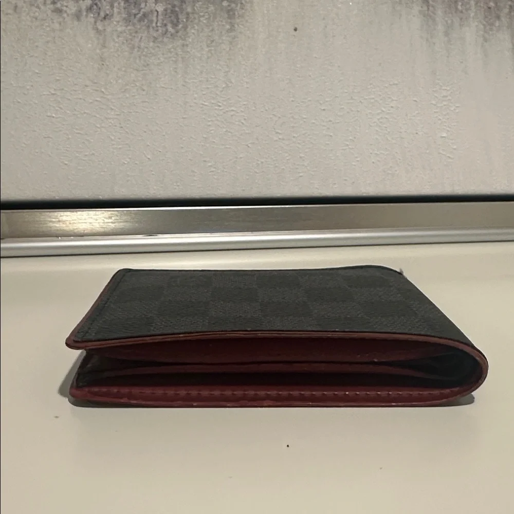 Louis Vuitton Black Damier Graphite Canvas wallet with Red Trim